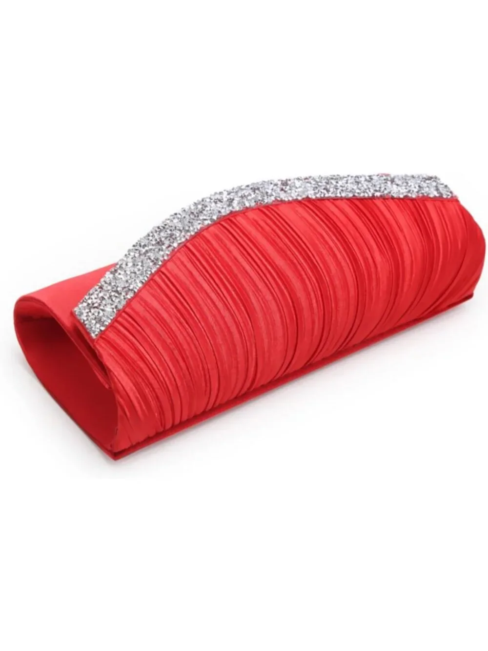 Women's Red Rhinestone Evening Clutch Purse Formal Hand Bag Prom Party Bag
